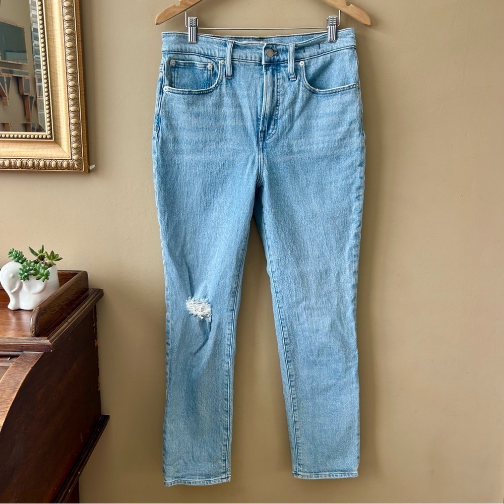 Madewell The Perfect Vintage Jeans Knee High Rise Rip Light Blenheim Wash 29